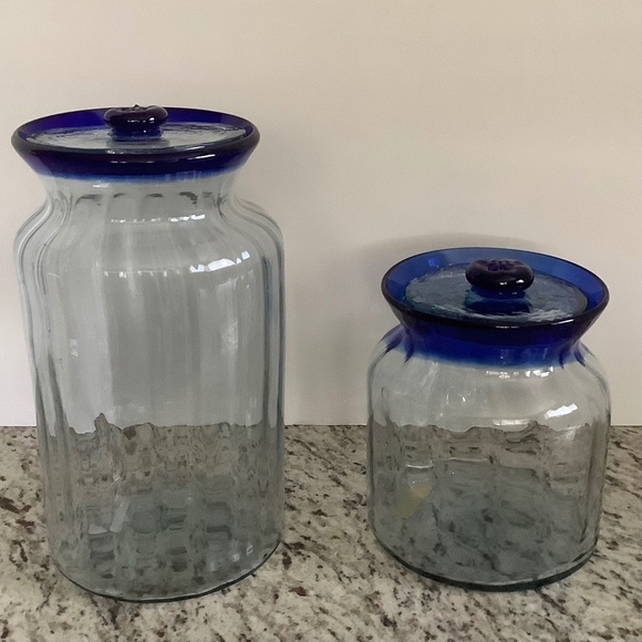Hachar Blown Glass Canisters Crafted in Mexico - Picture 2 of 7